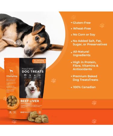 Vitality Dog Beef Liver with Pumpkin - Premium Baked Dog Treats - Training Treats for Dogs Pet Treats Dog Snacks - Made in Canada Grain Free Human Grade 400g / 14.1oz Beef Liver with Pumpkin 400 g (Pack of 1) - Buy Online on GoSupps.com