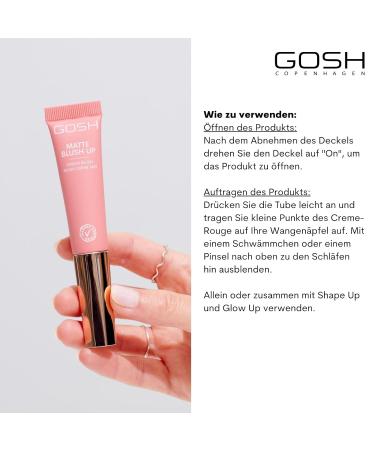 Gosh Cream Blush Matte | Liquid Blush 002 Dusty Rose | Vegan & Perfume-Free | Silky Creme Blush with Built-in Sponge for Fresh Finish - Buy Online on GoSupps.com