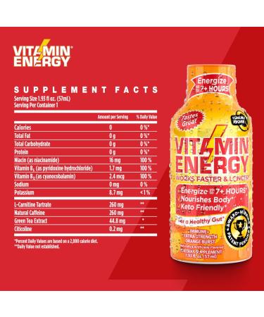 Vitamin Energy Variety Energy Drink Shots - Mood+ Focus+ Immune+ Energy+ | 7+ Hours of Energy | 1.93 Fl Oz 4 Count - International Shipping Available - Buy Online on GoSupps.com
