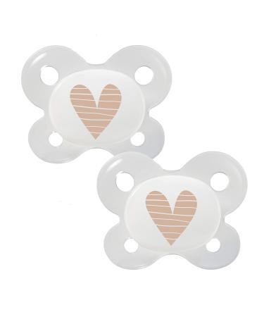 DentiStar Silikon Schnuller 2 Set-Size 0 for 0-2 months-tooth-friendly & jaw-friendly silicone pacifier with dental level-beige with a cardiac motif-BPA-free-Made in Germany size 0 (2-pack) Heart beige - Buy Online on GoSupps.com