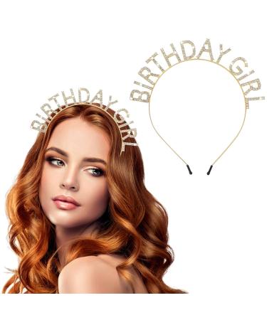 Sibba Happy Birthday Crown Tiara Party Accessory for Women and Girls - Gold Rhinestone Headband - Buy Online on GoSupps.com