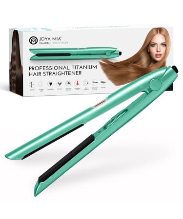 Joya Mia Allure 1" Oxidation Titanium Hair Straightener - Portable Lightweight & Compact Flat Iron with Adjustable Temperature Built-in LCD Display Travel-Friendly for All Hair Types - Teal