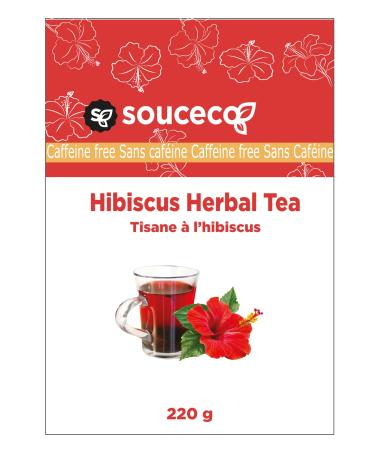 SOUCECO - Hibiscus Tea Leaves - 220g | Dried Hibiscus Flowers For Loose Leaf Tea | Caffeine-Free Gluten-Free Tea Herbal Tea | Brew 120+ Cups