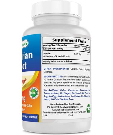 Best Naturals Valerian Root 450mg - 250 Capsules for Natural Sleep Support - Buy Online on GoSupps.com