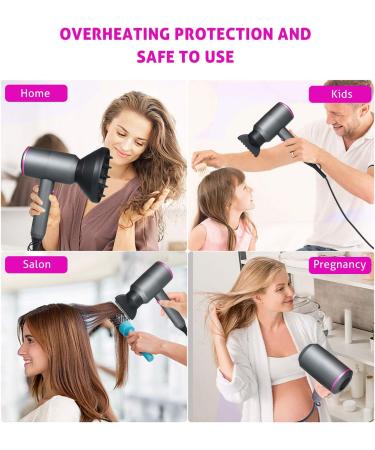 Homtoozhii Hair Dryer with Ionic Tech Quick Drying 3 Nozzles Diffusers 3 Heat Settings & 2 Speed Hot/Cold Wind Blow Dryer Portable Hair Styling Tools for Home Salon Travel - Buy Online on GoSupps.com