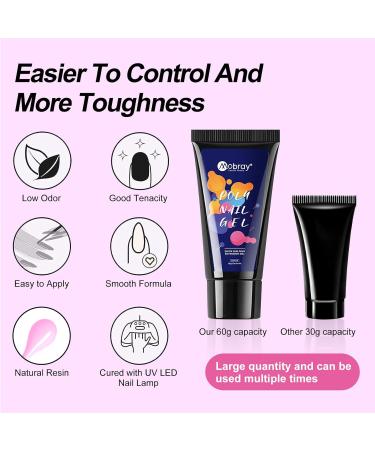 Mobray Poly Nail Gel Jelly Pink 60 ML - Sakura Pink Extension Gel for Natural Nail Enhancement - Thickening Builder Gel for Nail Art - Beginner & Professional Jelly 165 - Buy Online on GoSupps.com