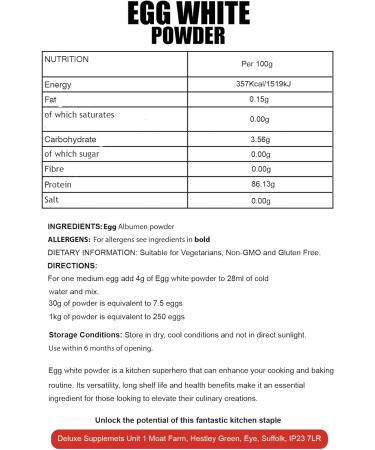 5kg Egg White Powder Cooking Baking Eggs Albumen Protein Powdered Eggs All Natural Halal Kosher - Buy Online on GoSupps.com