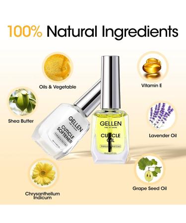 Gellen Cuticle Oil & Softener - 2 Pcs 18ml Nail Care Kit | Cuticle Remover & Strengthener for Gel Polish Manicure Essentials - Buy Online on GoSupps.com