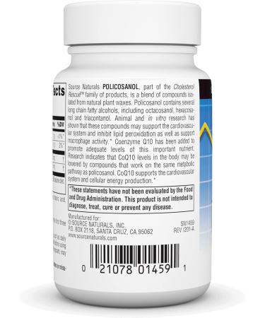 Buy Source Naturals Policosanol with Coenzyme Q10 - 10mg 120 Tablets | International Shipping Available - Buy Online on GoSupps.com
