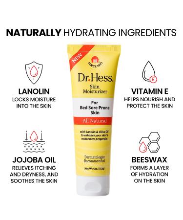 Dr. Hess Skin Moisturizer for Bed Sore Prone & Dry Skin, All Natural with Lanolin, Olive Oil, Jojoba Oil & Beeswax, Paraben & Sulfate Free, Hydrating Body & Face Cream, 4 oz For Bed Sore Prone Skin - Buy Online on GoSupps.com