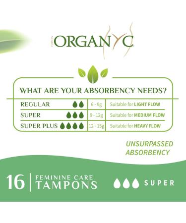 Organyc Organic Super Tampons - Compact, 16 Count | Eco-Friendly & Hypoallergenic - Buy Online on GoSupps.com