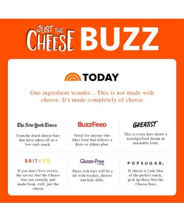 Just the Cheese Bars - Low Carb Aged Cheddar Keto Snack | High Protein Gluten Free Cheese Crisps | 12-Pack (0.8 oz Each) - Buy Online on GoSupps.com
