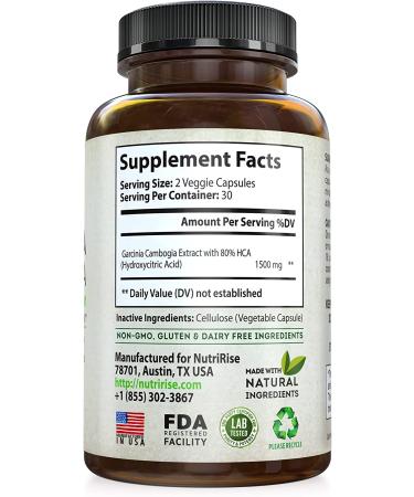 NutriRise Garcinia Cambogia 3000 MG - 60 Capsule Weight Loss Supplement - Buy Online on GoSupps.com