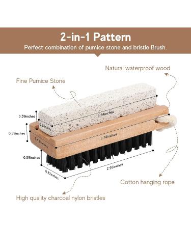 2-in-1 Nail Brushes for Cleaning Fingernails & Exfoliating Feet - Wooden Foot Scrubber with Pumice Stone | Manicure Pedicure Tools - Buy Online on GoSupps.com