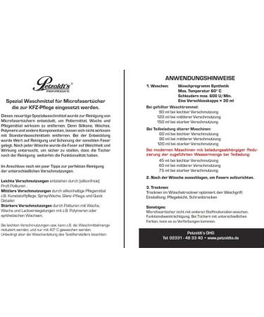 Petzoldt's 5L Special Detergent for Microfiber Towels - Perfect for Vehicle Care & Deep Clean - Shop Internationally Now! - Buy Online on GoSupps.com