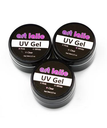 Artlalic UV Gel Nail Extension 3pcs Transparent Pink/White