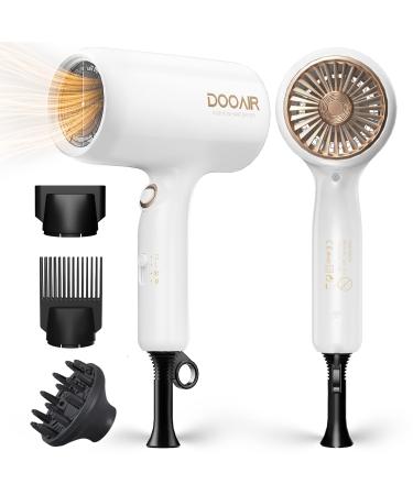 Professional Ionic Hair Dryer with Diffuser, DOOAIR 1875W Blow Dryer, Ionic Hair Dryer with Diffuser, Travel Hair Dryer, Constant Temperature Hair Care (White)