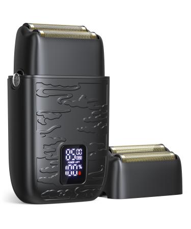 GLAKER Electric Razors for Men - Compact Foil Shaver with 3 Adjustable Speed & Extra Replacement Foil Blade Cordless Barber Face Shavers for Bald Head & Sensitive Skin Ideal Gifts for Men Black