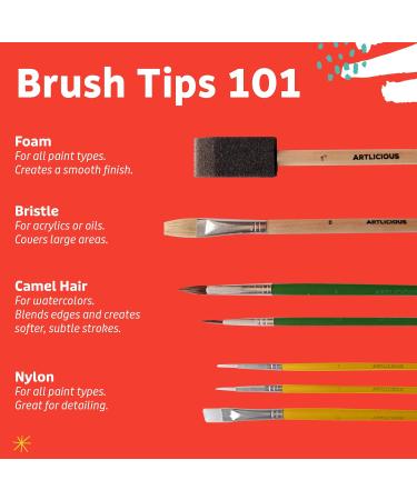 Artlicious Paint Brushes - 25 Pack Acrylic and Detail Brushes for Kids - Ideal for Watercolor, Oil, Craft, Face & Rock Painting - Buy Online on GoSupps.com