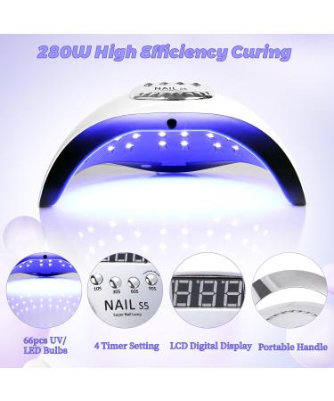 280W UV LED Nail Lamp for Fast Gel Nail Curing | 4 Timers, 66 Beads | Home and Salon Nail Polish Dryer - Buy Online on GoSupps.com