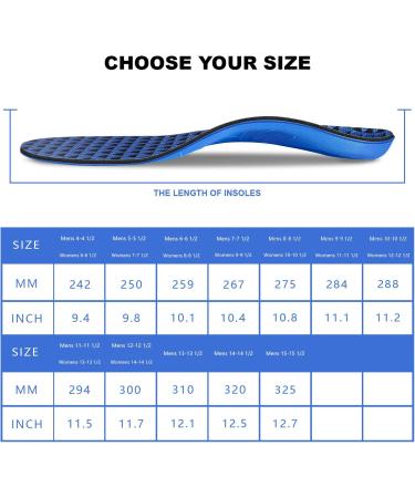 Walkhero Plantar Fasciitis Insoles | High Arch Support Orthotic Shoe Inserts | Relieve Foot Pain | Mens 11-11 1/2 | Womens 13-13 1/2 Blue - Buy Online on GoSupps.com