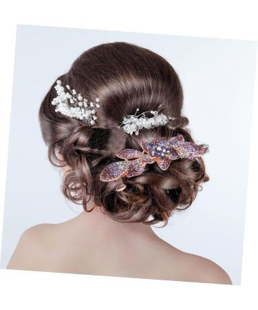 Ipetboom Rhinestone Hair Clip Metal Hair Clips for Women Wedding Hair Accessories Tiara Hair Barrettes for Women Thick Hair Spring Clip Purple Bride Rhinestones Temperament - Buy Online on GoSupps.com