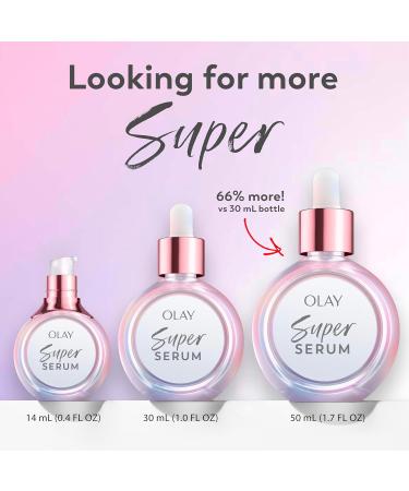 Olay Super Serum Trial Size - Niacinamide Vitamin C & E Collagen Peptide AHA - 5-in-1 Skin Care Benefits - Healthy Glow Brightening Hydrating Smoothing Firming Evens Tone Anti-Aging 0.4 Oz - Buy Online on GoSupps.com