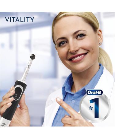 Oral-B Crossaction Vitality 100 Electric Toothbrush - Carbon Brushes Timer Oscillator & Rotary Movement - Perfect Gift Idea in Black & White - Buy Online on GoSupps.com
