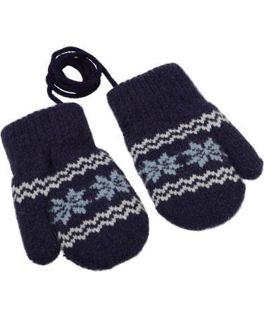 TINAYAUE Thicken Children's Fleece Knitted Gloves - Cute Snow Furry Mittens for 1-2 Year Olds - Winter Warm Gloves for Baby Boys & Girls - Navy Blue - Buy Online on GoSupps.com
