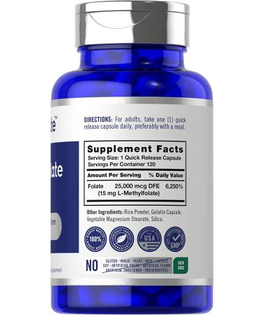 L Methylfolate 15mg | 120 Capsules | Max Potency | Opti-Folate 5-MTHF | Non-GMO & Gluten Free - Buy Online on GoSupps.com