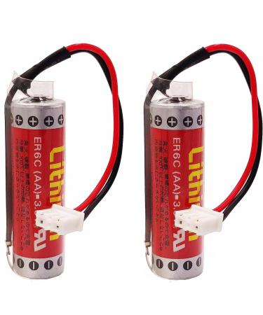 (2pcs) ER6C PLC Battery (AA 3.6V 1800mAh) with Plug for FX F2-40BL + Plug