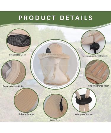 Grey Nylon Midge Head Net Hat with Khaki Face Mesh - Ideal for Outdoor Activities - Buy Online on GoSupps.com