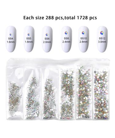 120 Pcs Multi Shapes Glass Crystal AB Rhinestones Set - Nail Art Craft Decorations with 1728 Rhinestones - FlatBack Stones Mix for 3D Design - Buy Online on GoSupps.com
