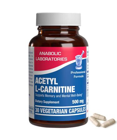 Anabolic Laboratories Acetyl L Carnitine Supplements - 30 Vegetarian 500mg Capsules for Brain Health and Energy Production