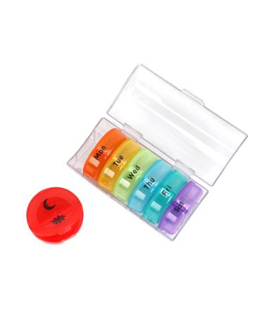 Weekly Pill Organizer 7 Day 2 Times A Day Pill Case Portable Storage Pill Box of Daily Fill Medicine Separated Pill Cases Rainbow Design