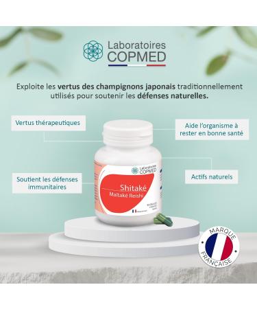 COPMED LABORATORIES - Shitake Maitake Reishi - Food Supplement Based on Medicinal Mushrooms - Natural Active Ingredients - French Brand - 90 Capsules (Bioplastic Pill Box) - Buy Online on GoSupps.com