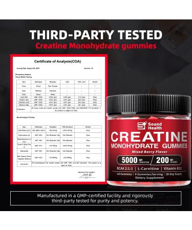 Sound Health Organic Chewable Creatine Nutritional Supplement, Mixed Berry Flavor, 120 Count, 5g Daily Serving, Sugar Free Creatine Gummies for Men and Women - Buy Online on GoSupps.com