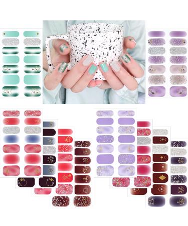 db11 Gel Nail Strips Full Polish Stickers Wraps Glitter 10 Sheets for Women Girls, Trendy Manicure Set with Files and Sticks Birthday Fall Winter Holiday Christmas Gift Her 06 Glitter