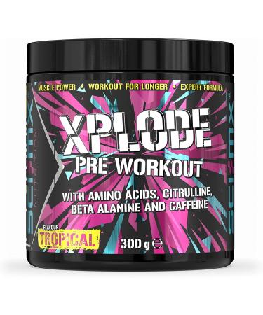 SCI-MX - X-PLODE Pre-Workout - 300g - Tropical Flavour - 250mg Caffeine 6g Citrulline Malate 3.2g Beta Alanine / serving - Suitable for Vegetarians + Vegans - Buy Online on GoSupps.com