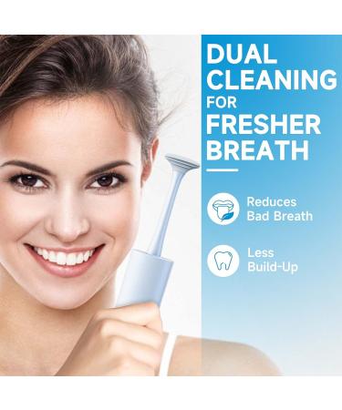 RorincoGi Tongue Scraper 2 Pack - Soft Tongue Cleaner for Fresh Breath - Oral Care Tools for Adults & Kids - White & Blue - Buy Online on GoSupps.com