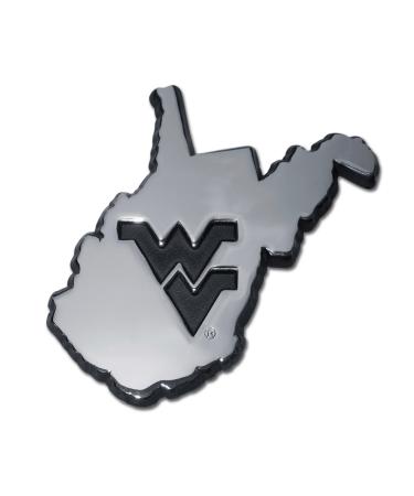 Elektroplate West Virginia University Mountaineers NCAA College Debossed State Shape Chrome Plated Premium Metal Car Truck Motorcycle Emblem