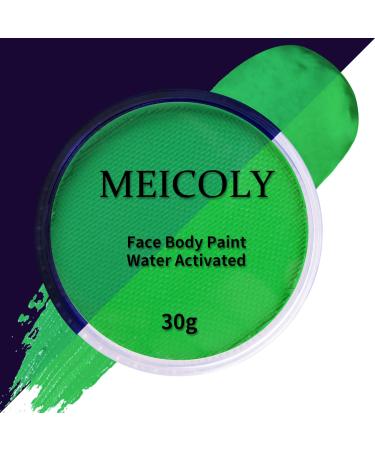 MEICOLY Neon Green Face Paint Water Activated Face Paint Glow in The Dark Full Body Paint Washable Non-toxic Fluorescent Single Color Body Paint 1.05oz Neon Green/UV Green