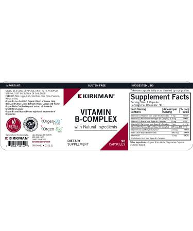 Kirkman Labs Organic Vitamin B-Complex â€“ 90 Capsules for Energy & Wellness - Buy Online on GoSupps.com