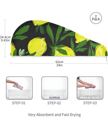 Lemon Leaves Microfiber Towel Turban for Kids & Women - Quick Dry 2 Pack (9.5 x 24) - Perfect for Home & Travel - Buy Online on GoSupps.com