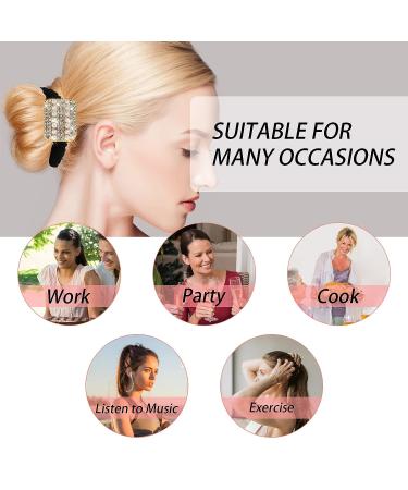 Crystal Rhinestone Elastic Hair Ties Black Diamond Ponytail Holder Set for Women and Girls | 12pcs-1 BlackSet1 - Buy Online on GoSupps.com