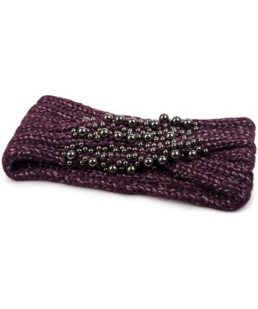Stylbreaker Women's Knit Headband with Twist Knot & Pearls - Bordeaux-Violet - Winter Hair Band 04026022 | Shop Now & Ship Internationally - Buy Online on GoSupps.com