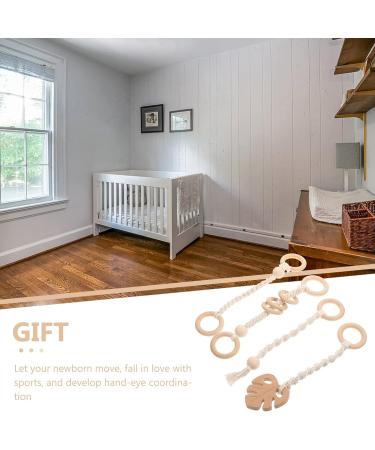 Beavorty 3pcs Wood Baby Play Gym Toy Set - Nordic Style Teething Grasping Nursing Pendant - Wooden Hanging Baby Toys for Infants - Rockers Bouncers - Christmas Gift - Buy Online on GoSupps.com