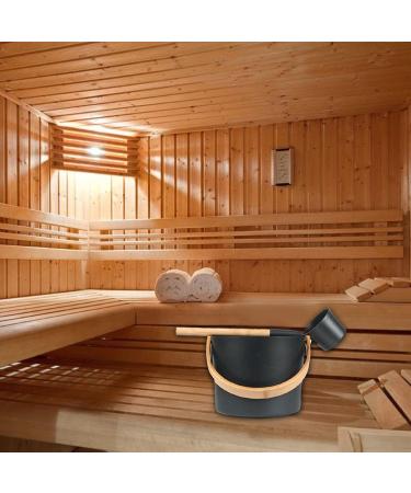 Sauna Bucket Sauna Bucket ladle Set 7L Luxurious Finnish Matching Ladle Sauna Barrel Sauna Aluminum Bucket with Long Handle Spoon Set Sauna Bucket Stylish Spa Esential for Water Ladling Black - Buy Online on GoSupps.com