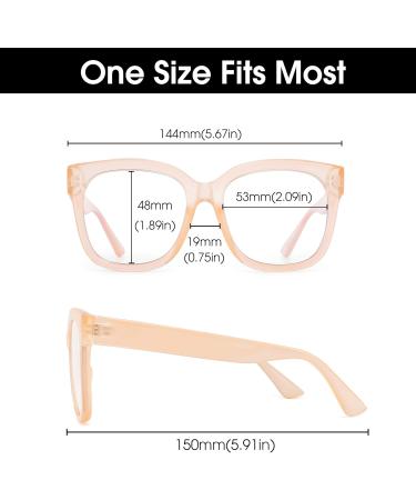 JIM HALO Blue Light Blocking Glasses for Women - Oversized Square Apricot Computer Glasses with Metal CP Temples - Buy Online on GoSupps.com