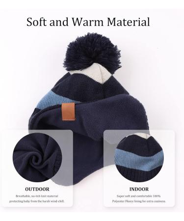 XIAOHAWANG Striped Winter Baby Beanie Hat - Sky Blue - 9-24 Months - Buy Online on GoSupps.com